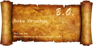 Beke Orsolya névjegykártya